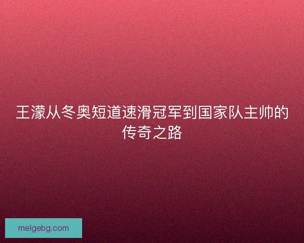 王濛从冬奥短道速滑冠军到国家队主帅的传奇之路