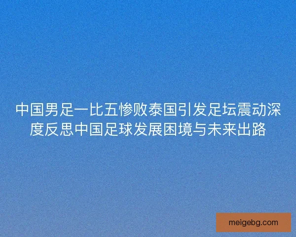 中国男足一比五惨败泰国引发足坛震动深度反思中国足球发展困境与未来出路