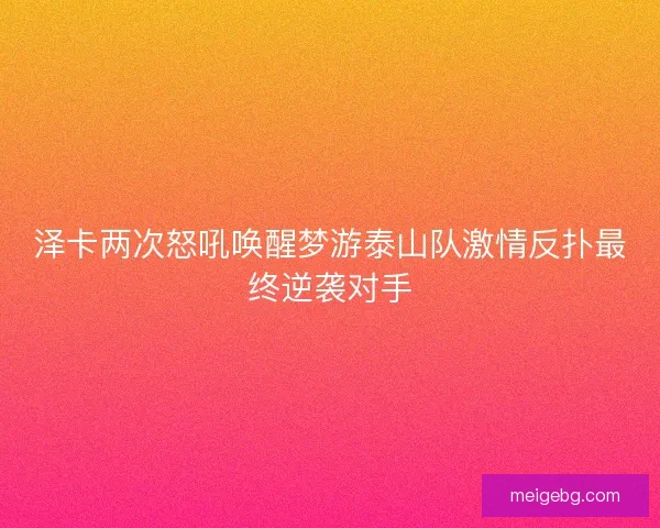 泽卡两次怒吼唤醒梦游泰山队激情反扑最终逆袭对手 泽卡两次怒吼唤醒梦游泰山队激情反扑最终逆袭对手