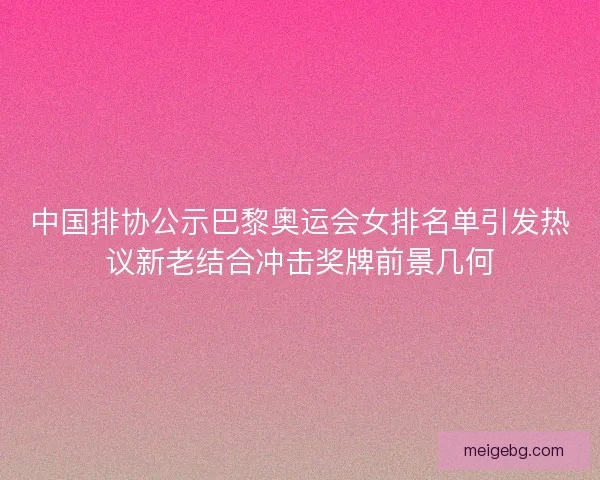 中国排协公示巴黎奥运会女排名单引发热议新老结合冲击奖牌前景几何 中国排协公示巴黎奥运会女排名单引发热议新老结合冲击奖牌前景几何