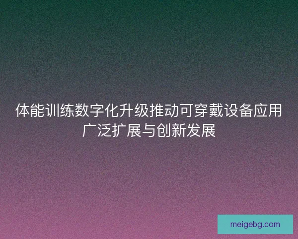 体能训练数字化升级推动可穿戴设备应用广泛扩展与创新发展 体能训练数字化升级推动可穿戴设备应用广泛扩展与创新发展